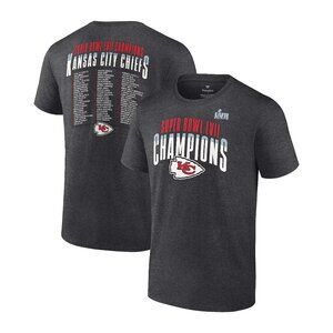 Fanatics NFL Super Bowl LVII Champions Chiefs Roster T Shirt Mens 2XL Gray NEW